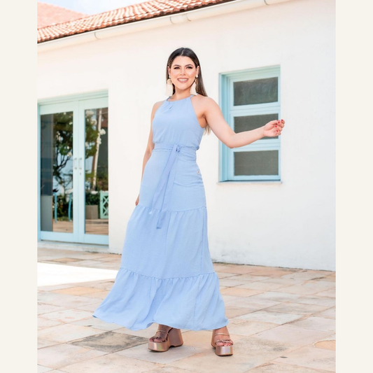 Vestido Longo Crepe Malha