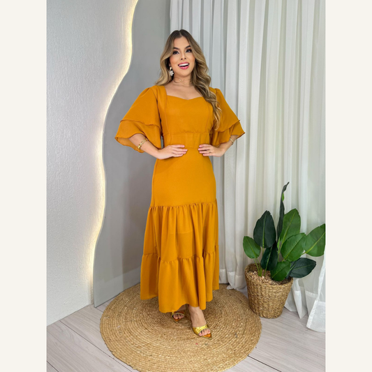 Vestido Longo Crepe Viscose