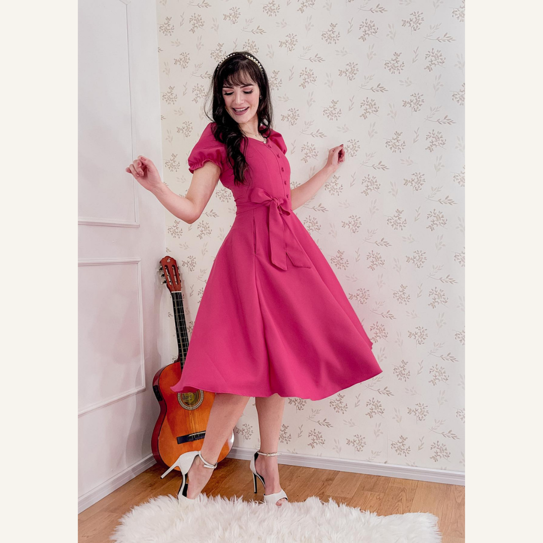 Vestido Midi Crepe Viscose