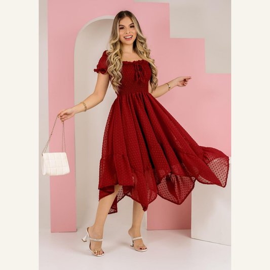 Vestido Midi Crepe Twill + Tule