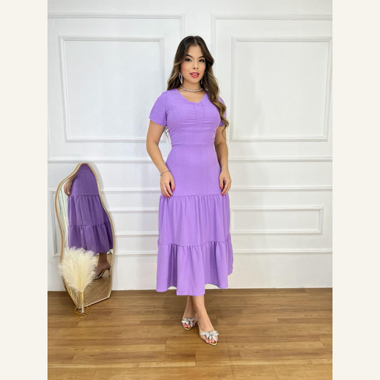 Vestido Longo Crepe Malha